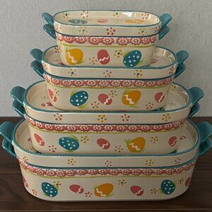 NEW Temp-tations Old World Egg Hunt Easter Collection "EASTER" Oval Bakeware Set